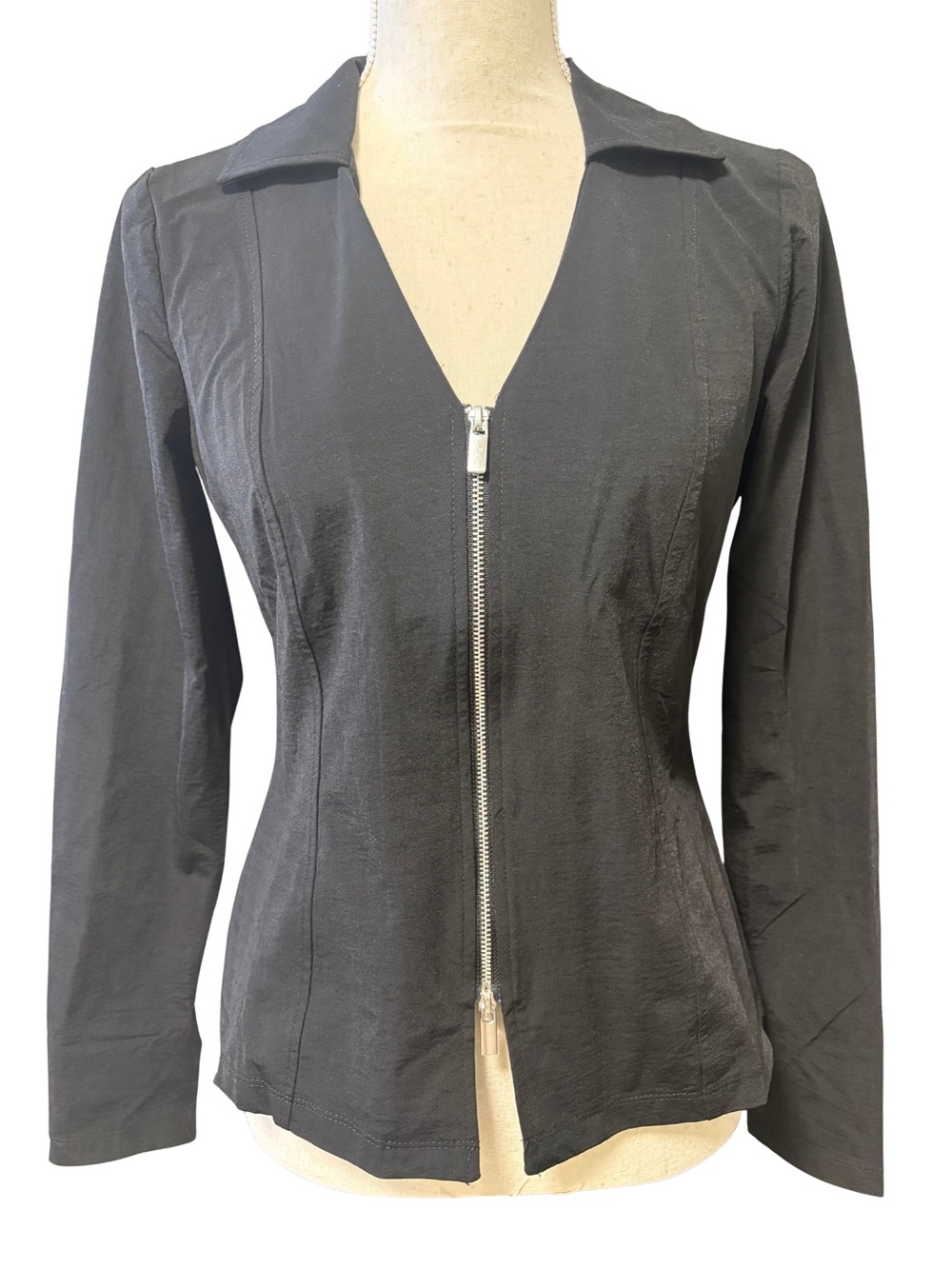 MNG Black double Zip-Front Long Sleeve top